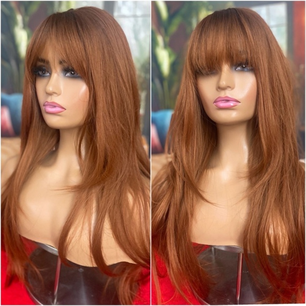 BACK IN Long ginger redhead wig with bangs